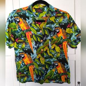 Wayne Rogers Vintage Parrot Hawaiian Shirt Women's Sz S Very Margaritaville 1987